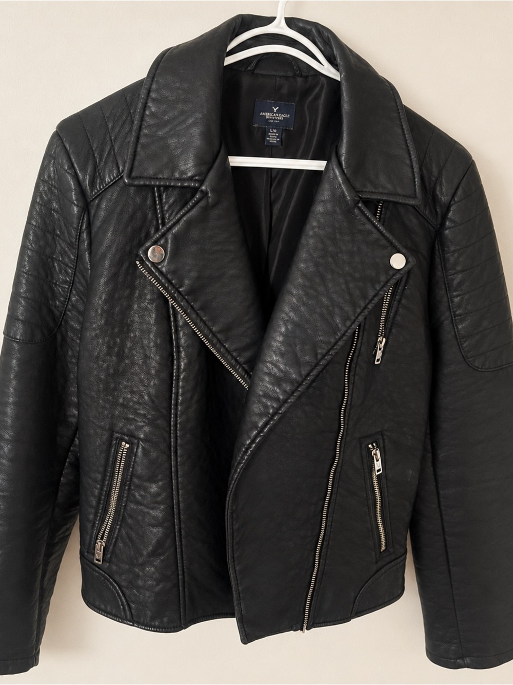 American Eagle Outfitters Women’s Black Faux Leather Moto Jacket L